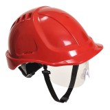Portwest PW54 Endurance Plus védősisak védőszemüveggel piros színben