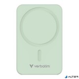 Power bank, mágneses (vezeték nélküli), 20.000mAh, VERBATIM "Charge n Go Essentials", zöld