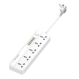 Power strip with 5 AC sockets, 6x USB LDNIO SC5614, EU/US, 2500W (white)