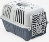Pratiko fémajtós könnyített műanyag szállítóbox kutyáknak és macskáknak (48 x 31.5 x 33 cm | Szürkés kék színű | Súlya: 962 g)