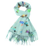 Prémium tacskó mintás sál türkizkék színben