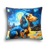 Prémium Van Gogh stílusú tacskó mintás díszpárna, 45 x 45 cm