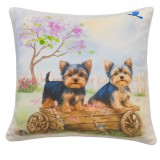Prémium yorkshire terrier kölykök mintás díszpárna, 45 x 45 cm