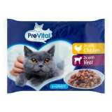 Prevital csirke-borjú alutasakos macskaeledel szószban 4x100g