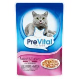 PREVITAL Pervital nyúl-pulyka alutasakos macskaeledel zselében 100g