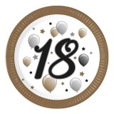 Procos "18" év feliratos papírtányér 8db-os szett 23cm