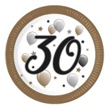 Procos "30" év feliratos papírtányér 8db-os szett 23cm