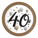 Procos "40" év feliratos papírtányér 8db-os szett 23cm