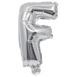 Procos Betű formájú fólia lufi ezüst színben – F betű 32cm