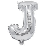 Procos Betű formájú fólia lufi ezüst színben – J betű 32cm