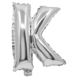 Procos Betű formájú fólia lufi ezüst színben – K betű 32cm