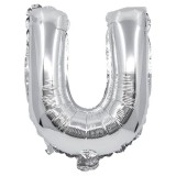 Procos Betű formájú fólia lufi ezüst színben – U betű 32cm