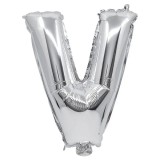 Procos Betű formájú fólia lufi ezüst színben – V betű 32cm