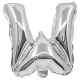 Procos Betű formájú fólia lufi ezüst színben – W betű 32cm