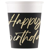 Procos Elegáns szülinapi „Happy Birthday” feliratú papírpohár 8db-os szett 200ml