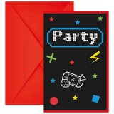 Procos Gamer mintás party meghívó borítékkal 6db-os szett