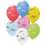 Procos „Happy Birthday” feliratos, pöttyös lufik – 6 db-os szett