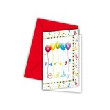 Procos Happy Birthday parti meghívó borítékkal 6db-os