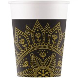 Procos Mandala fekete-arany papírpohár 8db-os szett 200ml