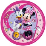 Procos Minnie egér és Daisy mintás rózsaszín papírtányér 8db-os szett 23cm