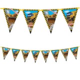 Procos Munkagép mintás party zászlófüzér 230cm