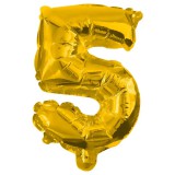 Procos Számos fólia lufi arany színben – 5-ös szám 32cm