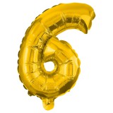 Procos Számos fólia lufi arany színben – 6-os szám 86cm
