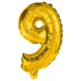 Procos Számos fólia lufi arany színben – 9-es szám 32cm