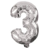 Procos Számos fólia lufi ezüst színben – 3-as szám 86cm