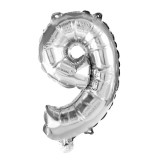 Procos Számos fólia lufi ezüst színben – 9-es szám 32cm