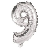 Procos Számos fólia lufi ezüst színben – 9-es szám 86cm