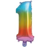 Procos Számos fólia lufi metál szivárvány színben – 1-es szám 34cm