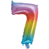 Procos Számos fólia lufi metál szivárvány színben – 7-es szám 34cm