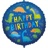 Procos Szülinapi fólia lufi – „Happy Birthday” felirattal, dinoszauruszos mintával 46cm
