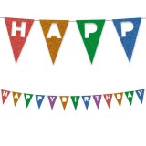 Procos Újrahasznosítható színes banner Happy Birthday felirattal 200cm