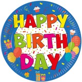 Procos Vidám szülinapos "Happy Birthday" feliratú partitányér 8db-os szett