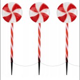 Progarden 3 db-os 60 cm-es "LolliPop" világító cukorka lámpa szett, elemes, 48 LED, 8 féle fényjátékkal, IP44