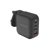 Promate  GaNPort4-100PD 100W Power Delivery GaNFast Charger with Quick Charge 3.0 Black GANPORT4-100PD.BLACK