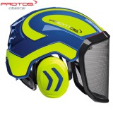 PROTOS Integral Forest erdészeti védősisak kék alap - neon zöld minta