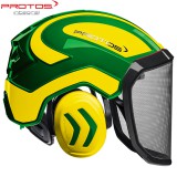 PROTOS Integral Forest erdészeti védősisak zöld alap - citromsárga minta