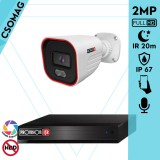 Provision 1 cső kamerás IP megfigyelőrendszer 2MP HD cső biztonsági kamera, 2.8 mm-es fix objektívvel, hibrid világítással, PoE, beépített mikrofonnal, IR 20m, kültéri