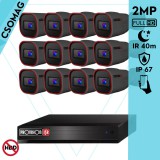 Provision 12 cső kamerás analóg megfigyelőrendszer 2MP HD Pro biztonsági kamera, variálható fókuszú objektív, 40m éjjellátás