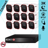 Provision 12 cső kamerás analóg megfigyelőrendszer 3K biztonsági kamera 2.8 mm fix objektívvel