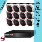 Provision 12 dome kamerás analóg megfigyelőrendszer 3K biztonsági kamera 2.8 mm fix objektívvel
