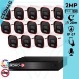 Provision 14 cső kamerás analóg megfigyelőrendszer 2MP színes éjjellátó biztonsági kamera 20m fehérfény