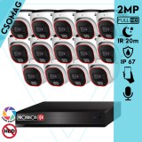 Provision 14 dome kamerás analóg megfigyelőrendszer 2MP színes éjjellátó biztonsági kamera 20m fehérfény