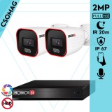 Provision 2 cső kamerás analóg megfigyelőrendszer 2MP színes éjjellátó biztonsági kamera 20m fehérfény