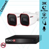 Provision 2 cső kamerás analóg megfigyelőrendszer 3K biztonsági kamera 2.8 mm fix objektívvel