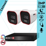 Provision 2 cső kamerás IP megfigyelőrendszer 2MP HD cső biztonsági kamera, 2.8 mm-es fix objektívvel, hibrid világítással, PoE, beépített mikrofonnal, IR 20m, kültéri