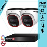 Provision 2 dome kamerás analóg megfigyelőrendszer 2MP színes éjjellátó biztonsági kamera 20m fehérfény